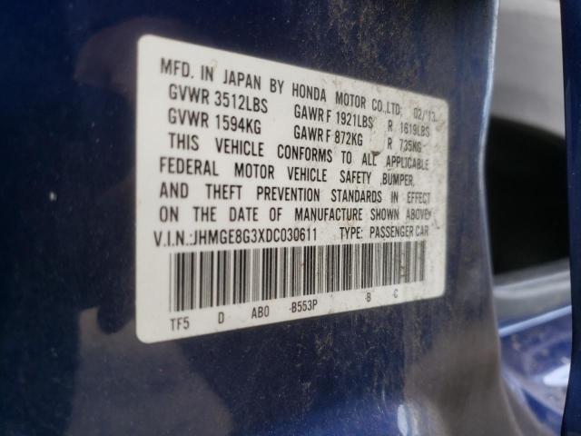 Photo 10 from auction – 2013 HONDA FIT with VIN JHMGE8G3XDC030611