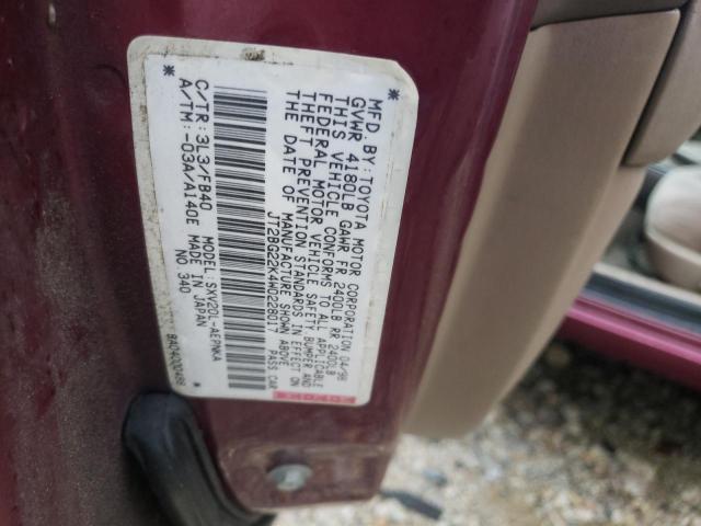 Photo 10 from auction – 1998 TOYOTA CAMRY with VIN JT2BG22K4W0228017