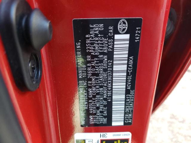 Photo 10 from auction – 2009 TOYOTA CAMRY BASE with VIN 4T1BE46KX9U370142