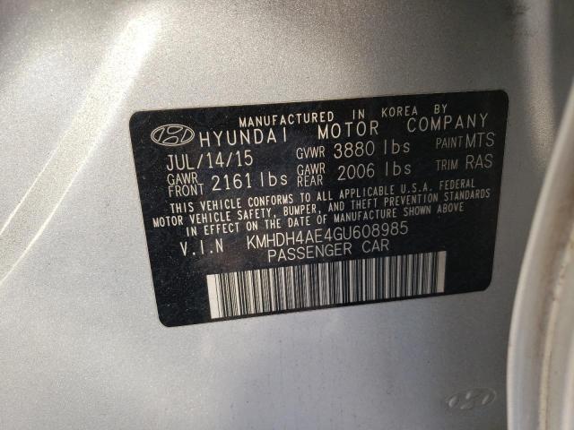 Photo 10 from auction – 2016 HYUNDAI ELANTRA SE with VIN KMHDH4AE4GU608985
