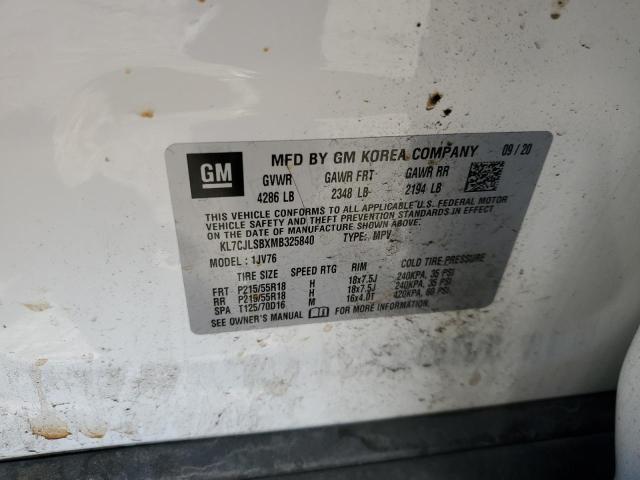 Photo 10 from auction – 2021 CHEVROLET TRAX 1LT with VIN KL7CJLSBXMB325840