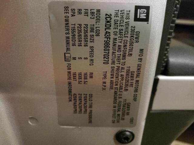 Photo 10 from auction – 2008 PONTIAC TORRENT with VIN 2CKDL43F986070270