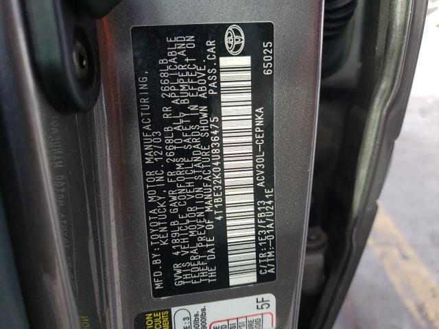 Photo 10 from auction – 2004 TOYOTA CAMRY LE with VIN 4T1BE32K04U836475