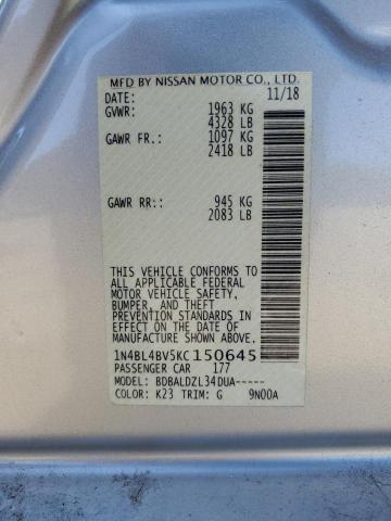 Photo 10 from auction – 2019 NISSAN ALTIMA S with VIN 1N4BL4BV5KC150645