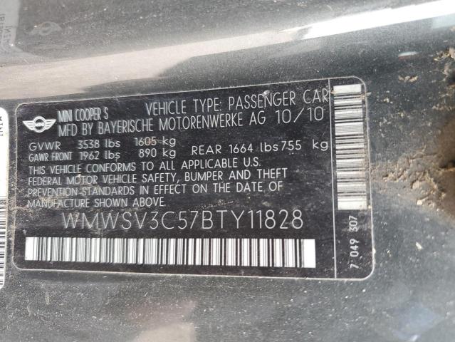 Photo 10 from auction – 2011 MINI COOPER S with VIN WMWSV3C57BTY11828
