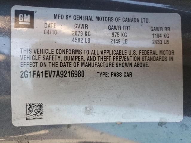 Photo 10 from auction – 2010 CHEVROLET CAMARO LS with VIN 2G1FA1EV7A9216980