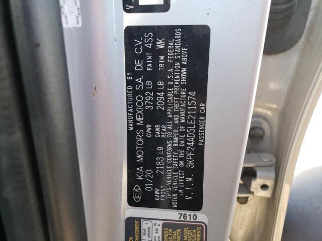 Photo 10 from auction – 2020 KIA FORTE FE with VIN 3KPF24AD5LE211574