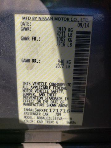 Photo 10 from auction – 2015 NISSAN ALTIMA 2.5 with VIN 1N4AL3APXFC171716