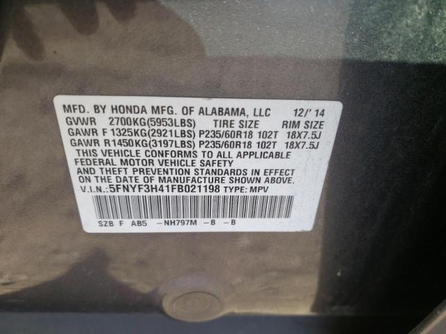 Photo 10 from auction – 2015 HONDA PILOT EX with VIN 5FNYF3H41FB021198
