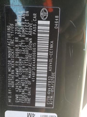 Photo 10 from auction – 2010 TOYOTA CAMRY BASE with VIN 4T4BF3EK4AR066615