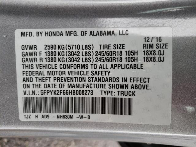 Photo 10 from auction – 2017 HONDA RIDGELINE with VIN 5FPYK2F66HB008273