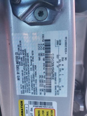 Photo 10 from auction – 2019 FORD FUSION SE with VIN 3FA6P0HD7KR214215