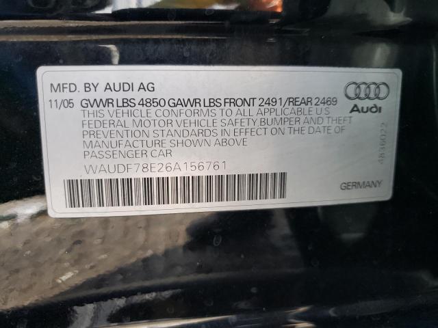 Photo 10 from auction – 2006 AUDI A4 2.0T QU with VIN WAUDF78E26A156761