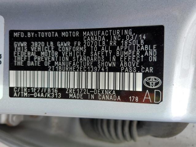 Photo 10 from auction – 2014 TOYOTA COROLLA L with VIN 2T1BURHE2EC139741