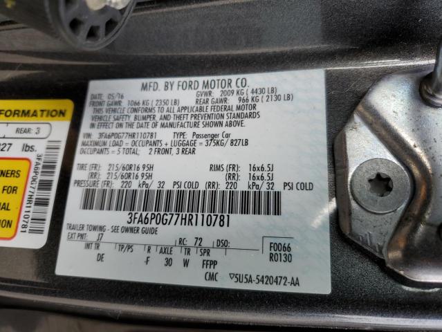 Photo 10 from auction – 2017 FORD FUSION S with VIN 3FA6P0G77HR110781
