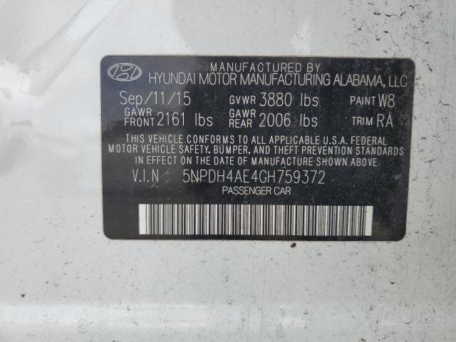 Photo 10 from auction – 2016 HYUNDAI ELANTRA SE with VIN 5NPDH4AE4GH759372