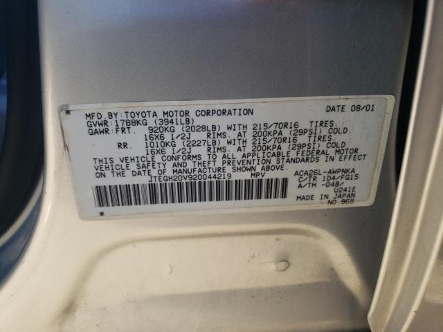 Photo 10 from auction – 2002 TOYOTA RAV4 with VIN JTEGH20V920044219