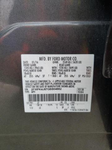Photo 10 from auction – 2016 FORD EDGE SEL with VIN 2FMPK4J87GBB04882