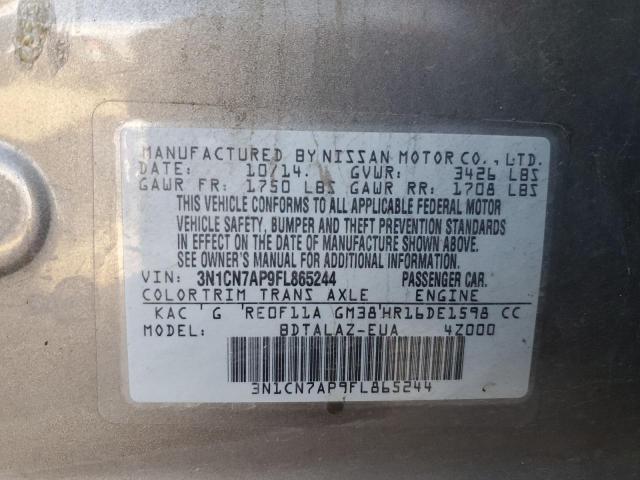 Photo 10 from auction – 2015 NISSAN VERSA S with VIN 3N1CN7AP9FL865244