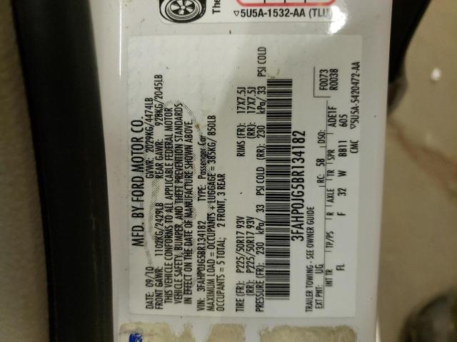 Photo 10 from auction – 2011 FORD FUSION SEL with VIN 3FAHP0JG5BR134182