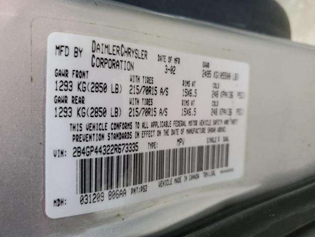 Photo 10 from auction – 2002 DODGE GRAND CARA with VIN 2B4GP44322R673335
