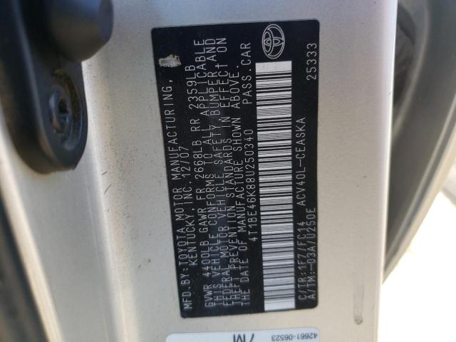 Photo 10 from auction – 2008 TOYOTA CAMRY CE with VIN 4T1BE46K88U250340