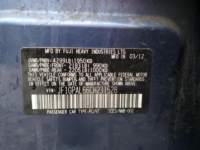 Photo 10 from auction – 2012 SUBARU IMPREZA SP with VIN JF1GPAL66CH231528
