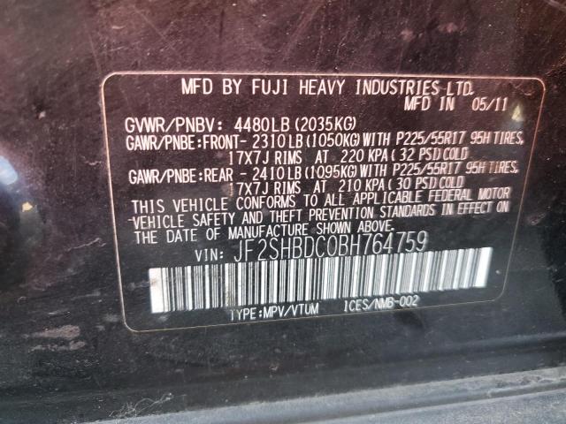 Photo 10 from auction – 2011 SUBARU FORESTER 2 with VIN JF2SHBDC0BH764759
