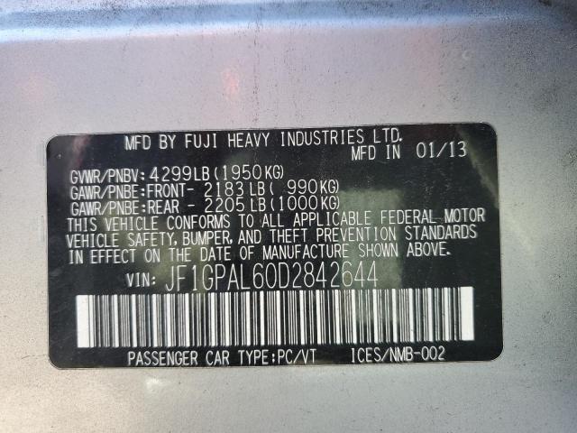 Photo 10 from auction – 2013 SUBARU IMPREZA SP with VIN JF1GPAL60D2842644