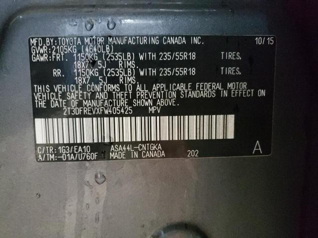 Photo 10 from auction – 2015 TOYOTA RAV4 LIMIT with VIN 2T3DFREVXFW405425