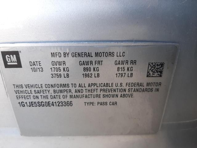 Photo 10 from auction – 2014 CHEVROLET SONIC LTZ with VIN 1G1JE5SG0E4123366