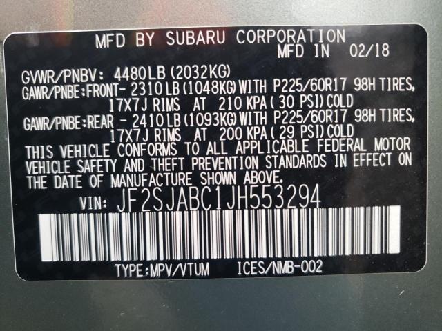Photo 10 from auction – 2018 SUBARU FORESTER 2 with VIN JF2SJABC1JH553294