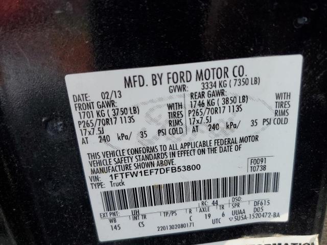 Photo 10 from auction – 2013 FORD F150 SUPER with VIN 1FTFW1EF7DFB53800