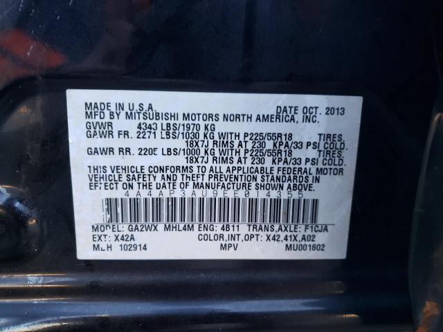 Photo 10 from auction – 2014 MITSUBISHI OUTLANDER with VIN 4A4AP3AU9EE014355