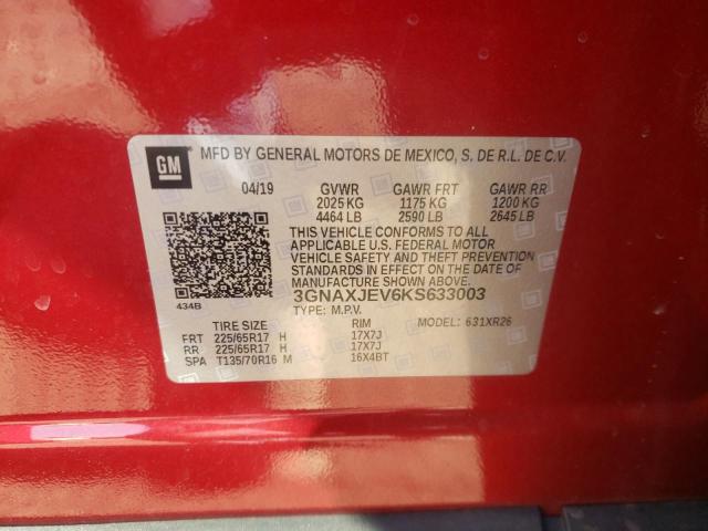 Photo 10 from auction – 2019 CHEVROLET EQUINOX LT with VIN 3GNAXJEV6KS633003