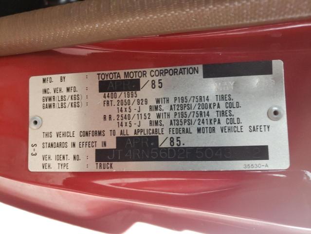 Photo 10 from auction – 1985 TOYOTA PICKUP XTR with VIN JT4RN56D2F5043962