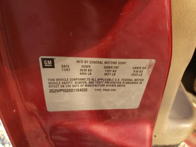 Photo 10 from auction – 2008 PONTIAC GRAND PRIX with VIN 2G2WP552681184930