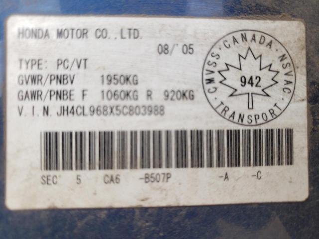 Photo 10 from auction – 2005 ACURA TSX with VIN JH4CL968X5C803988