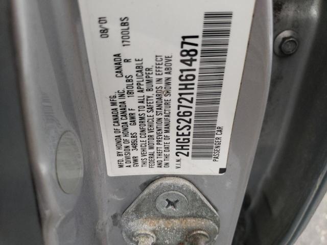 Photo 10 from auction – 2001 HONDA CIVIC EX with VIN 2HGES26721H614871