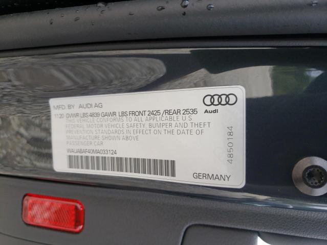 Photo 10 from auction – 2021 AUDI A4 PREMIUM with VIN WAUABAF40MA033124