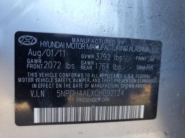 Photo 10 from auction – 2012 HYUNDAI ELANTRA GL with VIN 5NPDH4AEXCH092124
