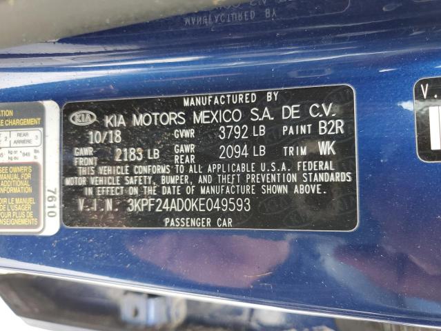 Photo 10 from auction – 2019 KIA FORTE FE with VIN 3KPF24AD0KE049593