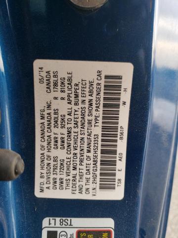 Photo 10 from auction – 2014 HONDA CIVIC EX with VIN 2HGFG3A85EH523353