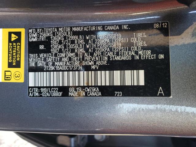 Photo 10 from auction – 2013 LEXUS RX 350 BAS with VIN 2T2BK1BA0DC173734