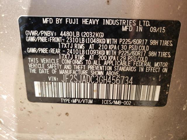 Photo 10 from auction – 2016 SUBARU FORESTER 2 with VIN JF2SJADC3GH456734
