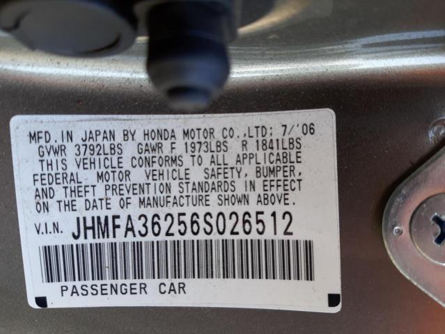 Photo 10 from auction – 2006 HONDA CIVIC HYBR with VIN JHMFA36256S026512