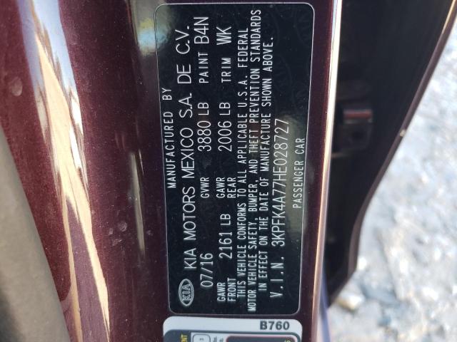 Photo 10 from auction – 2017 KIA FORTE LX with VIN 3KPFK4A77HE028727