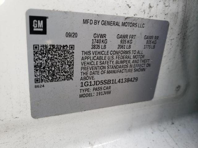 Photo 10 from auction – 2020 CHEVROLET SONIC LT with VIN 1G1JD5SB1L4138429