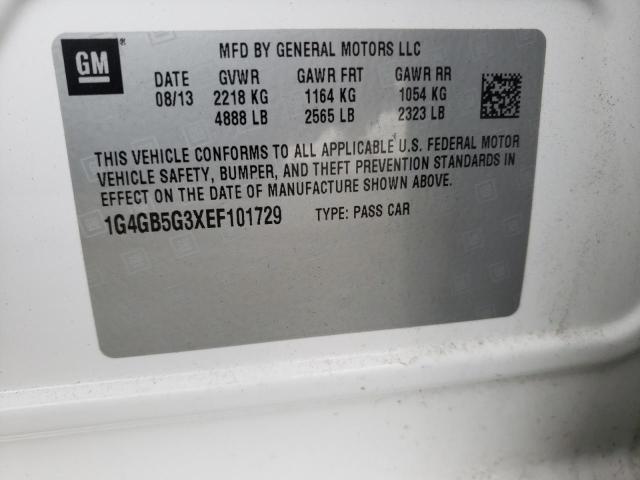 Photo 10 from auction – 2014 BUICK LACROSSE with VIN 1G4GB5G3XEF101729