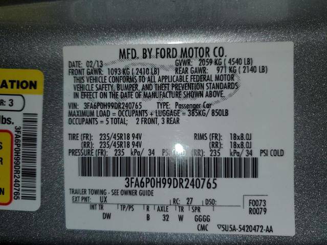 Photo 10 from auction – 2013 FORD FUSION SE with VIN 3FA6P0H99DR240765
